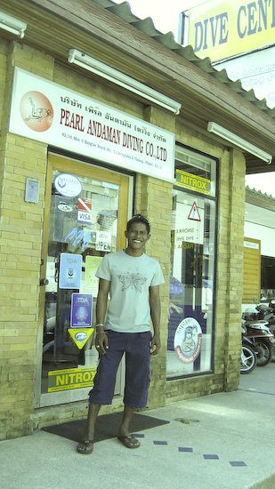 Jub outside Pearl Andaman diveshop