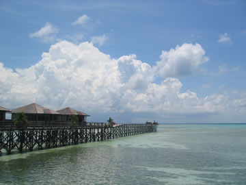 Kapalai with reef visible at low tide